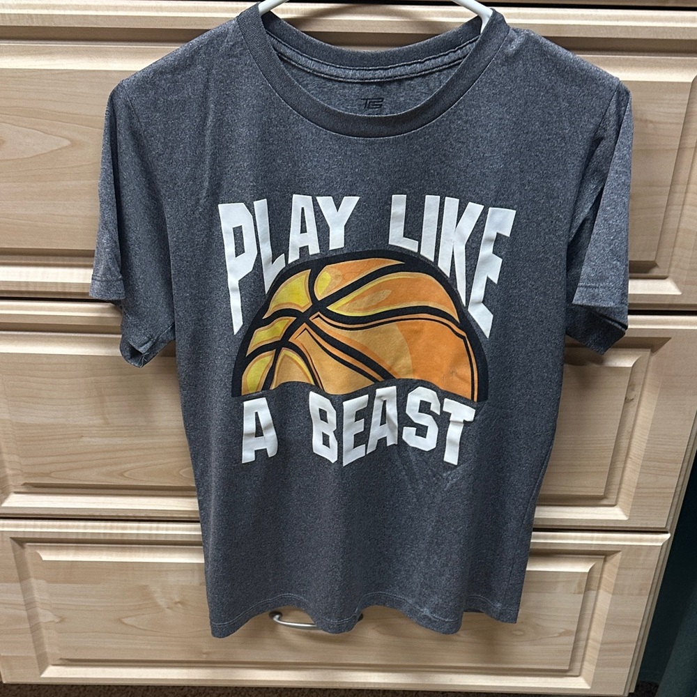 Tek Gear Gray and Orange Kids Short Sleeve Tee